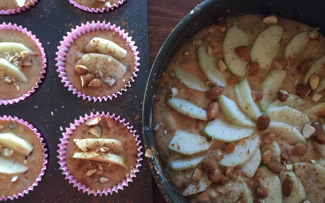 Organic apple almond and sultana muffins