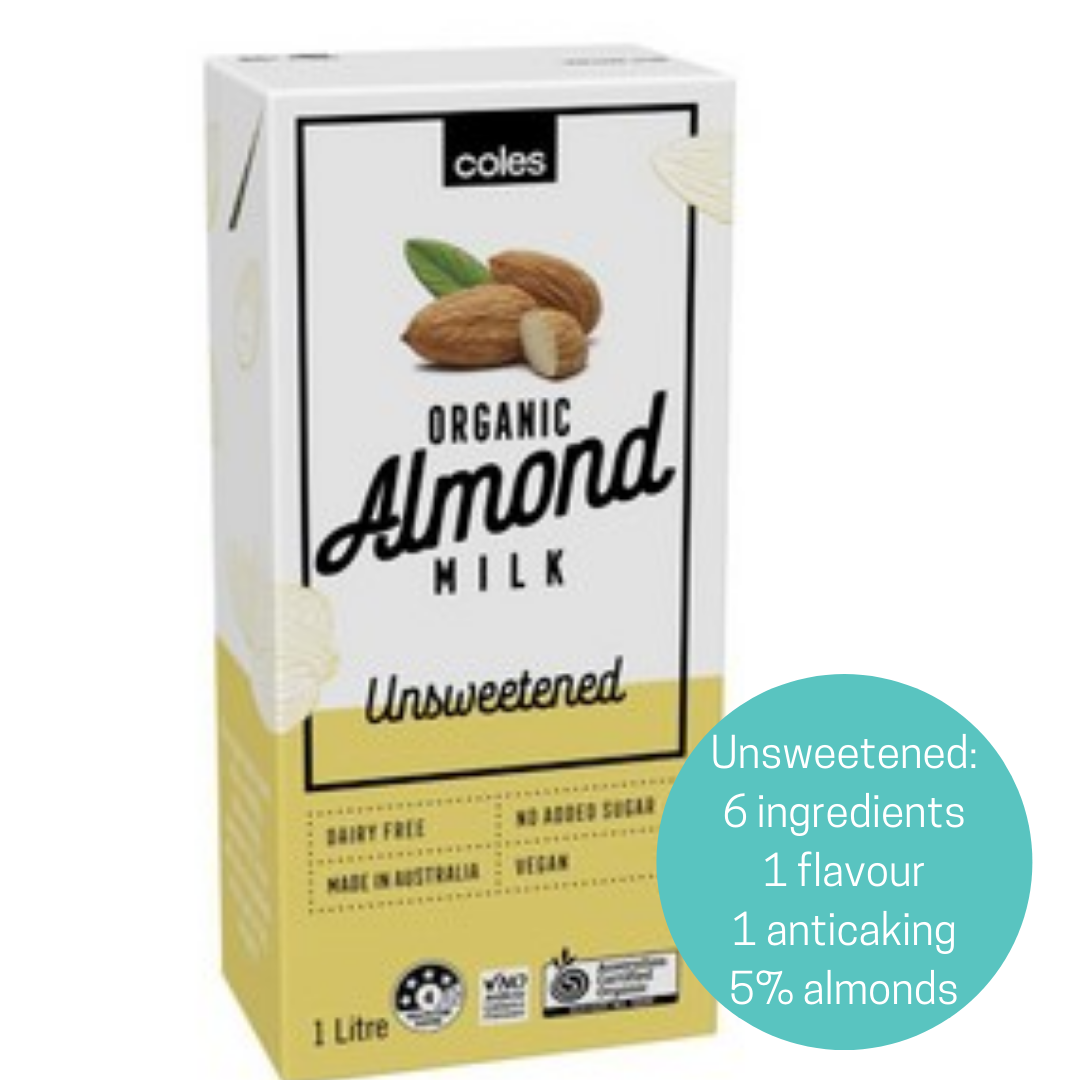 Coles organic almond milk unsweetened Additive Free Kids
